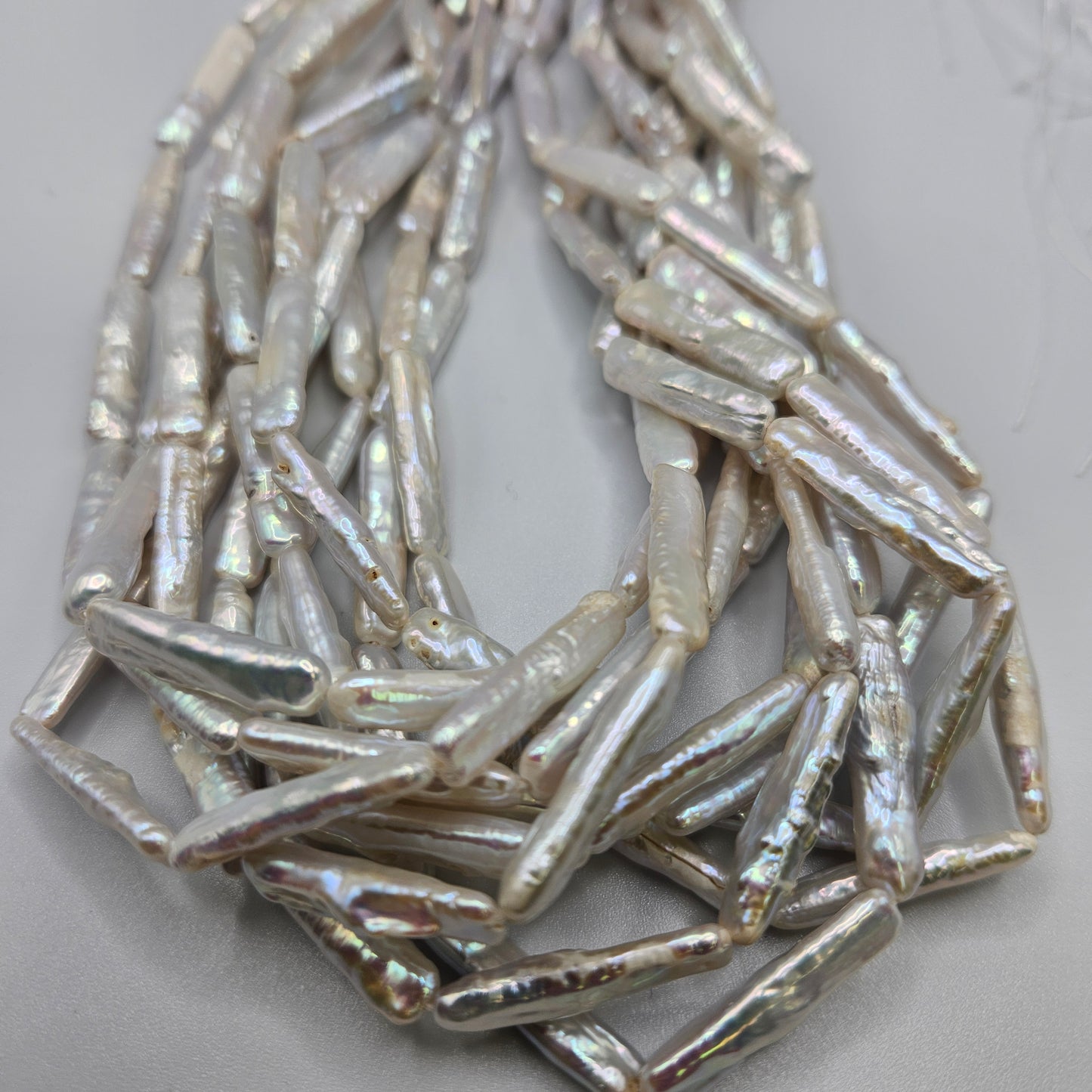 7x25mm A+ White Biwa Stick Pearl Sticks Strand