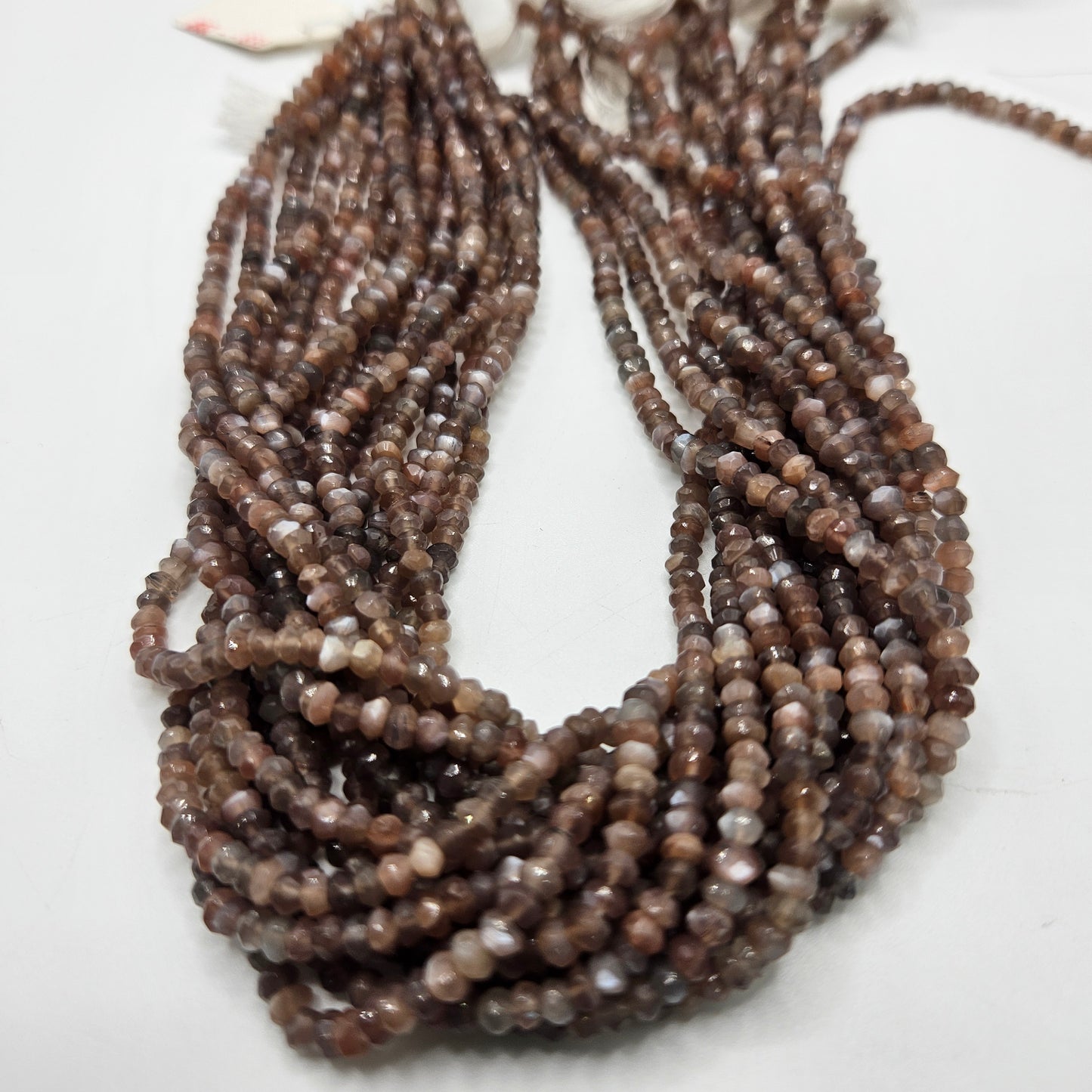 3.5mm Faceted Pink Moonstone Bead Strand
