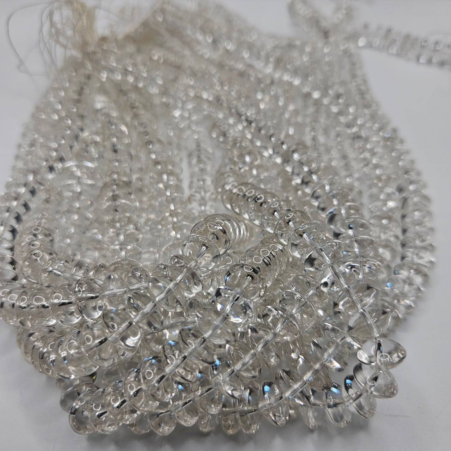 10mm Clear Quartz Rondelle Bead Strand