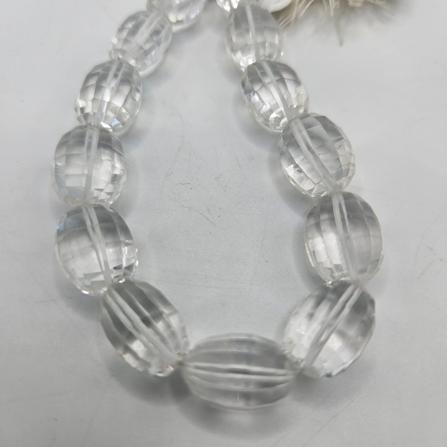 12mm Faceted Clear Quartz Bead Strand