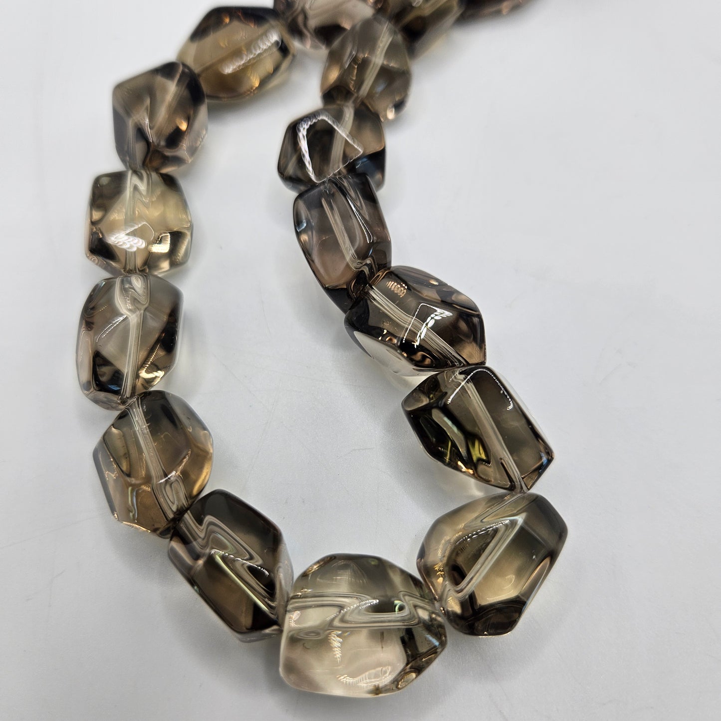 12mm Faceted Smokey Quartz Chunk Bead Strand