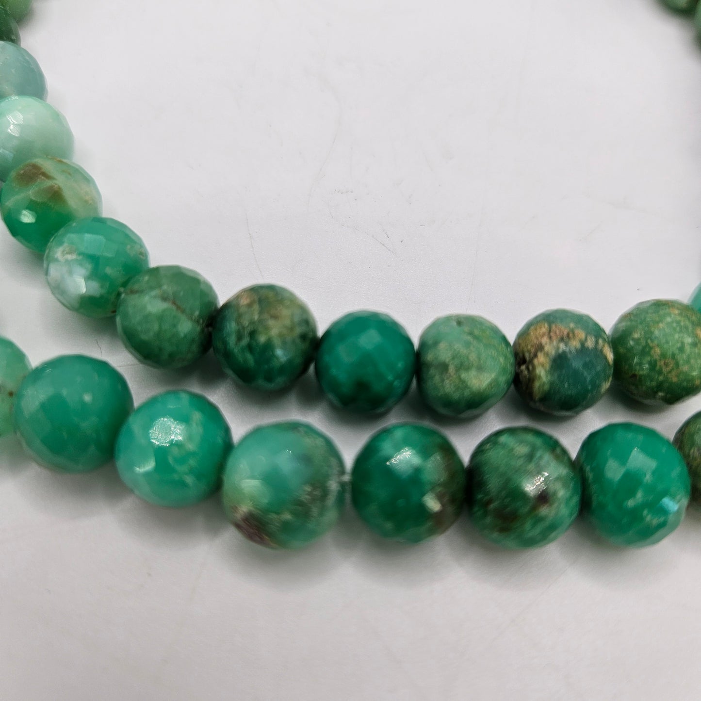 10mm Faceted Chrysoprase Round Bead Strand
