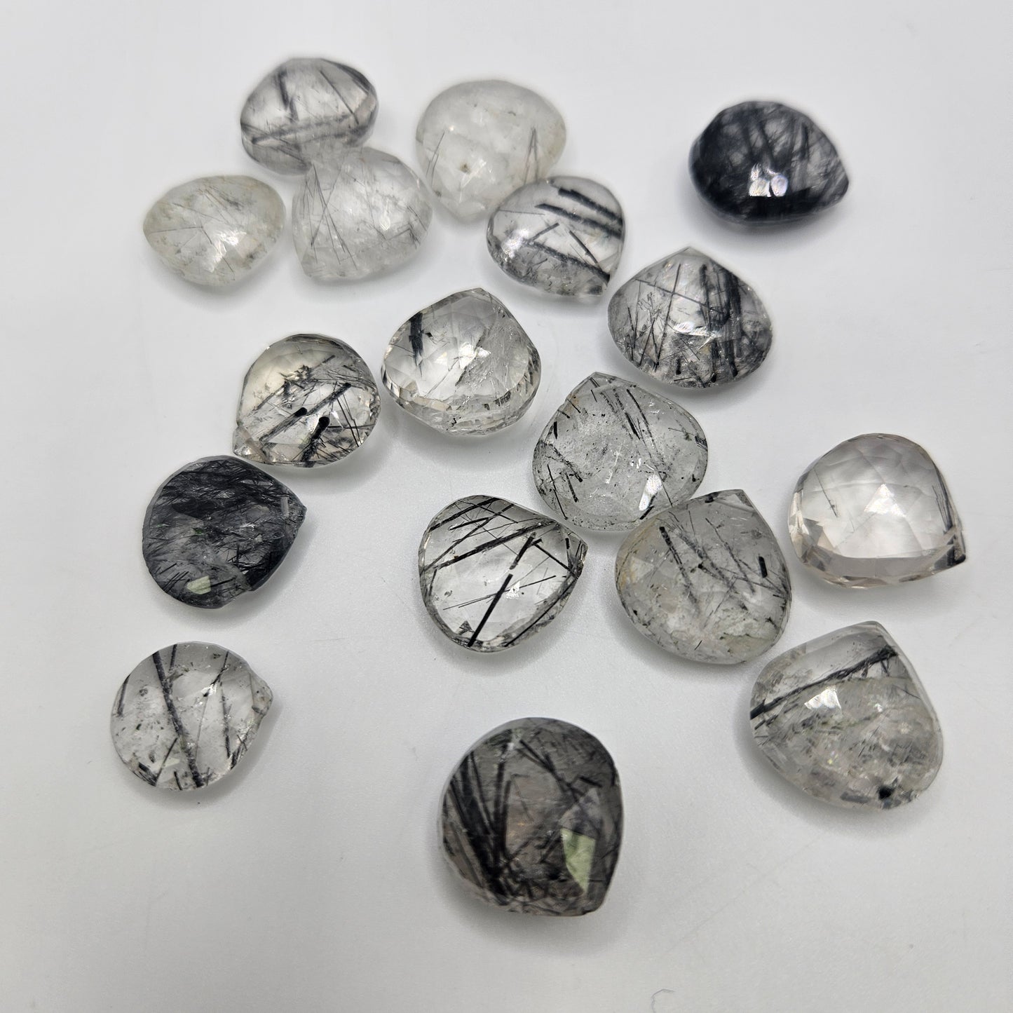 10mm Faceted Tourmalinated Large Top Drill Single Bead