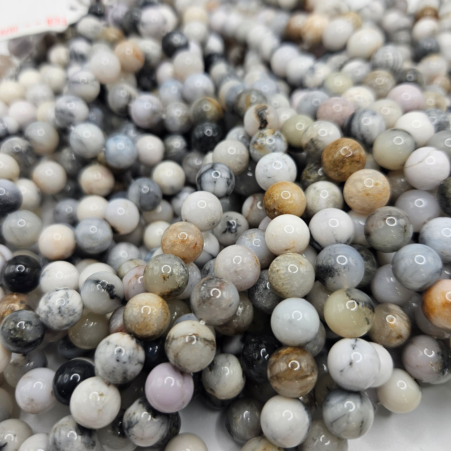 8mm Marble Jade Round Bead Strand.