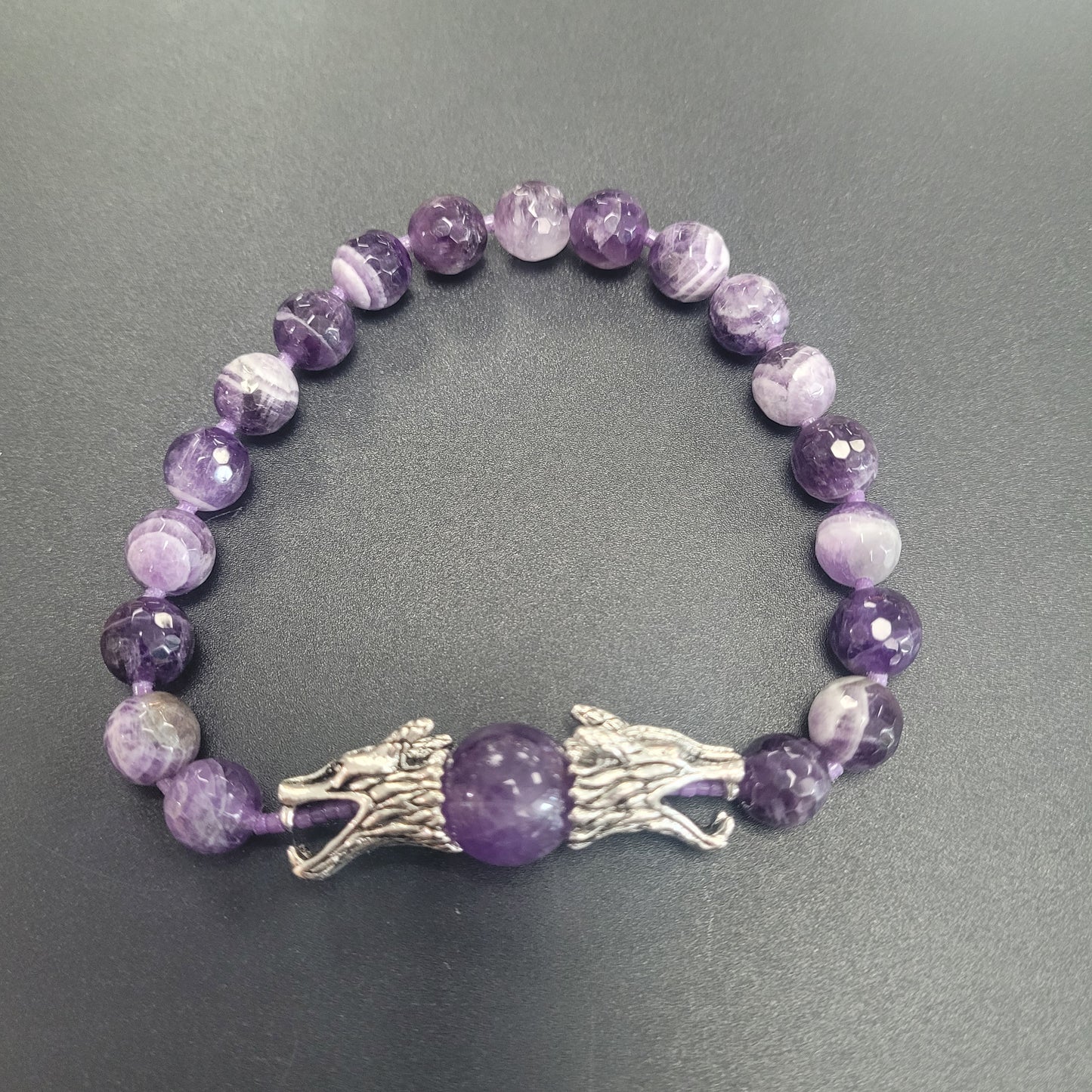 Chevron Amethyst Double Dragon Bracelet