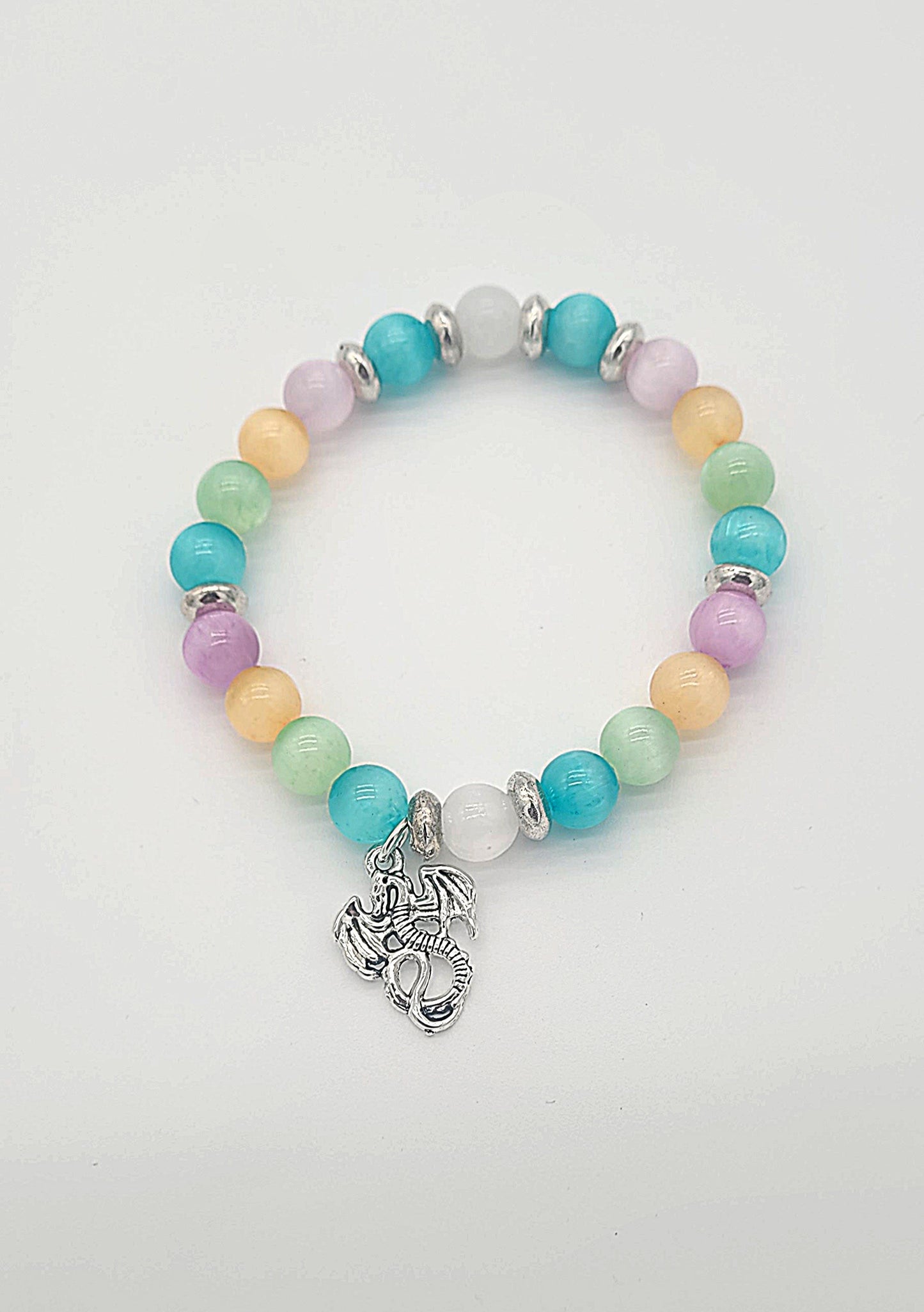 Rainbow Selenite Dragon Stretch Bracelet