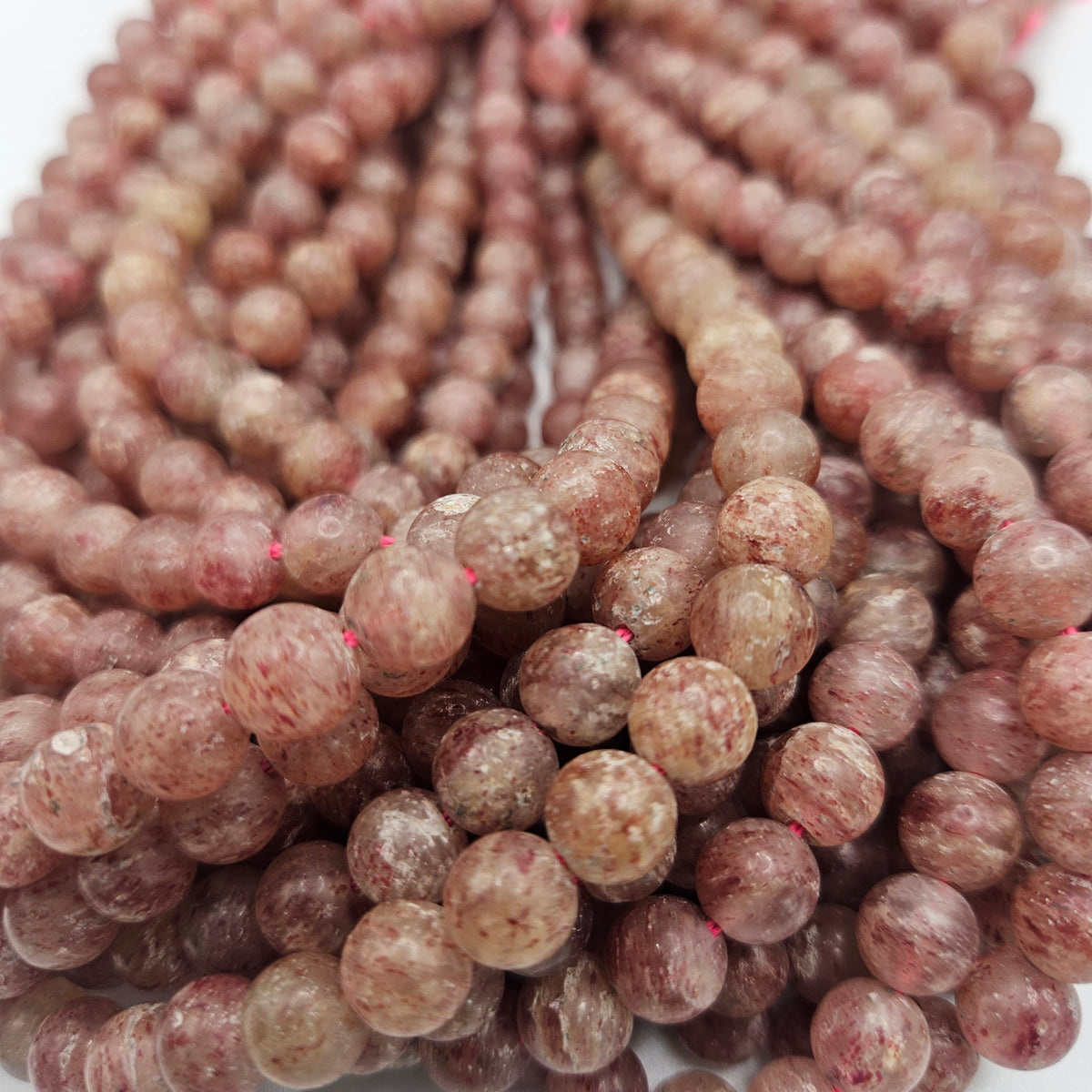8mm Strawberry Quartz Matte Bead Strand