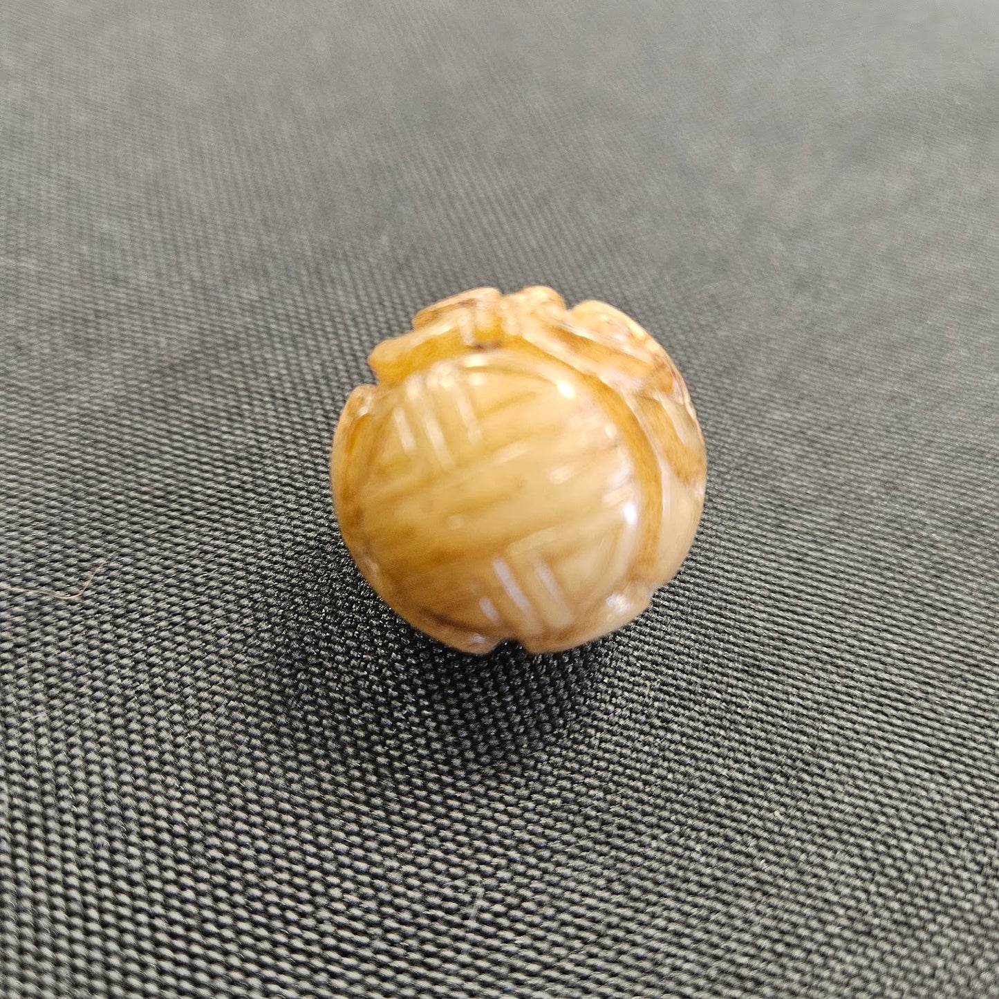 20mm Carved Yellow Jade Single Bead.