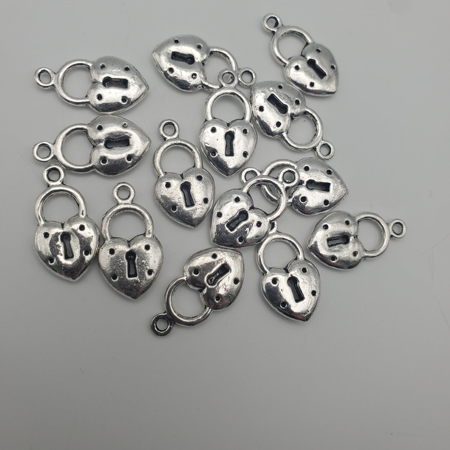 20mm Pewter Heart Lock Charm.