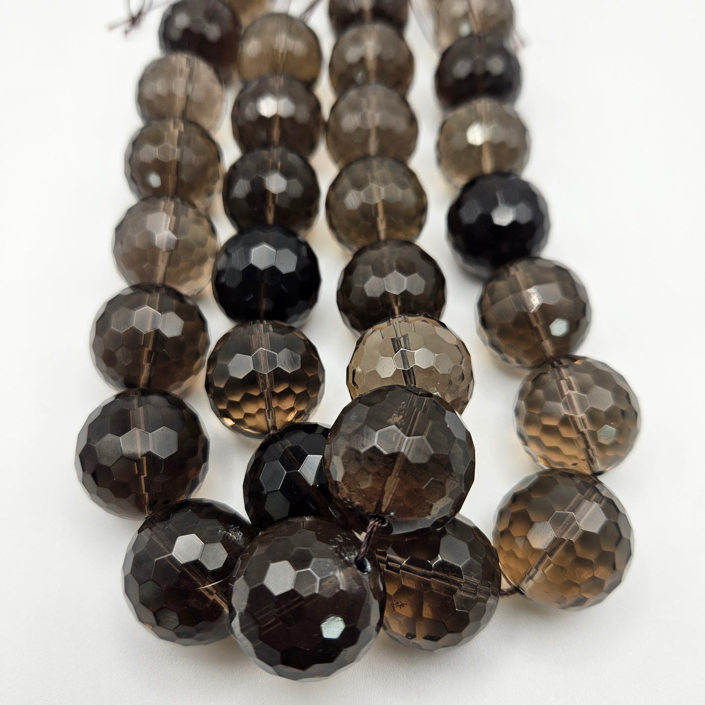 20mm Smoky Quartz Faceted Bead Strand.