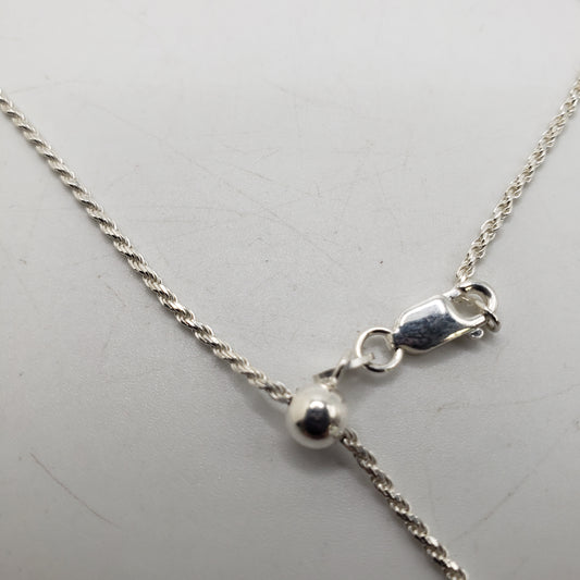 22in Sterling Silver Small Rope Chain Adjustable.