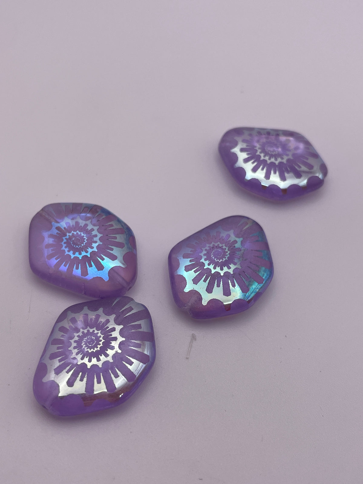 22mm Purple Shell Freeform Czech Single Bead.