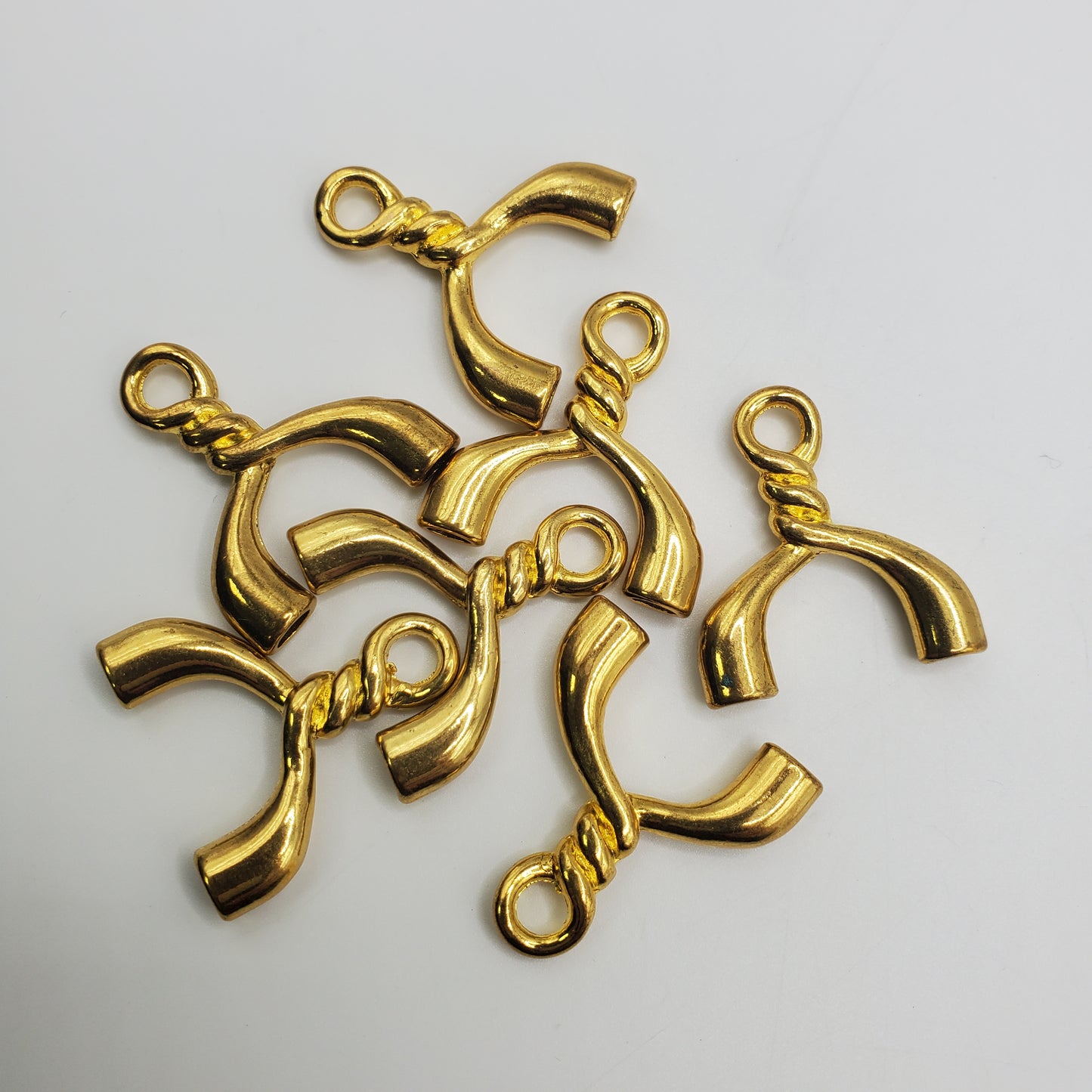 24mm Pewter Gold Wishbone Charm.