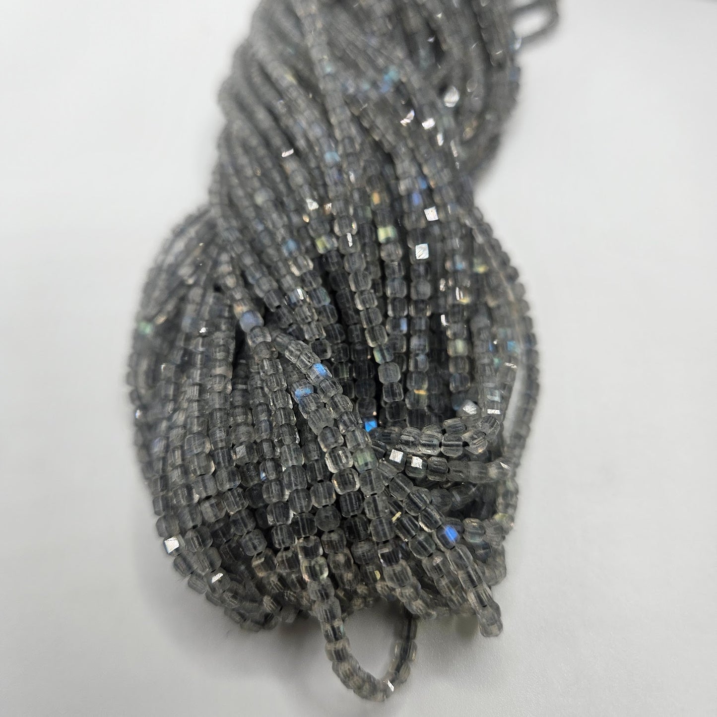 2mm Labradorite Square Faceted Strand.