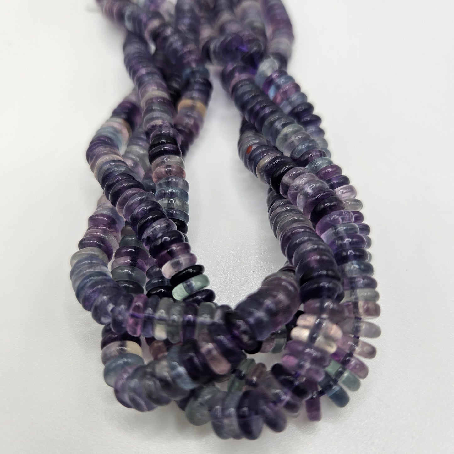 2x6mm Fluorite Rondelle Smooth Bead Strand.