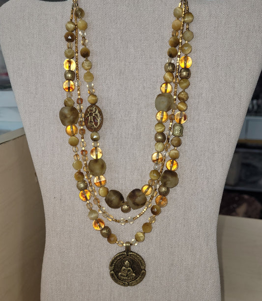 3 Strand Queen Bee Statement Necklace.
