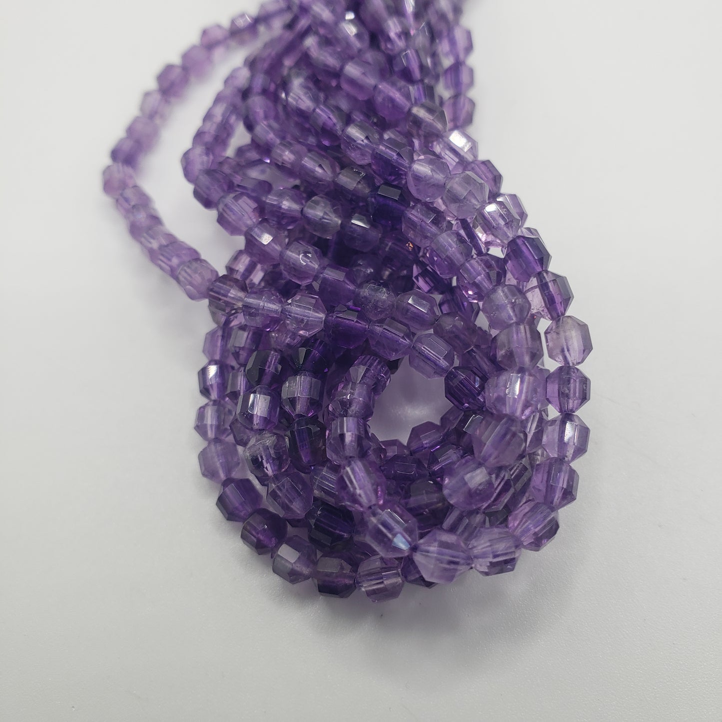 3.5mm Faceted Amethyst Bead Strand.