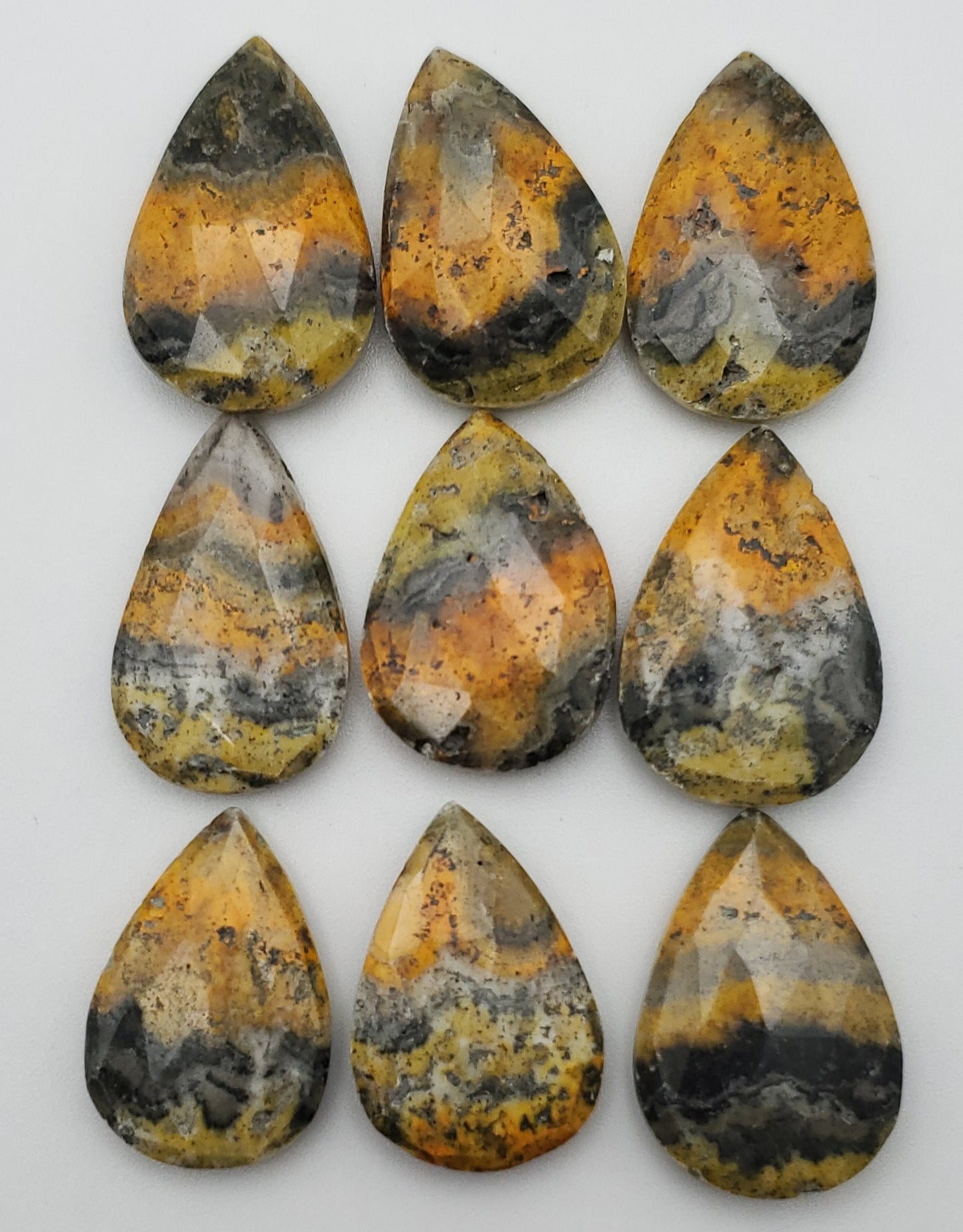 30mm Bumblebee Jasper Top Drill Faceted SINGLE.