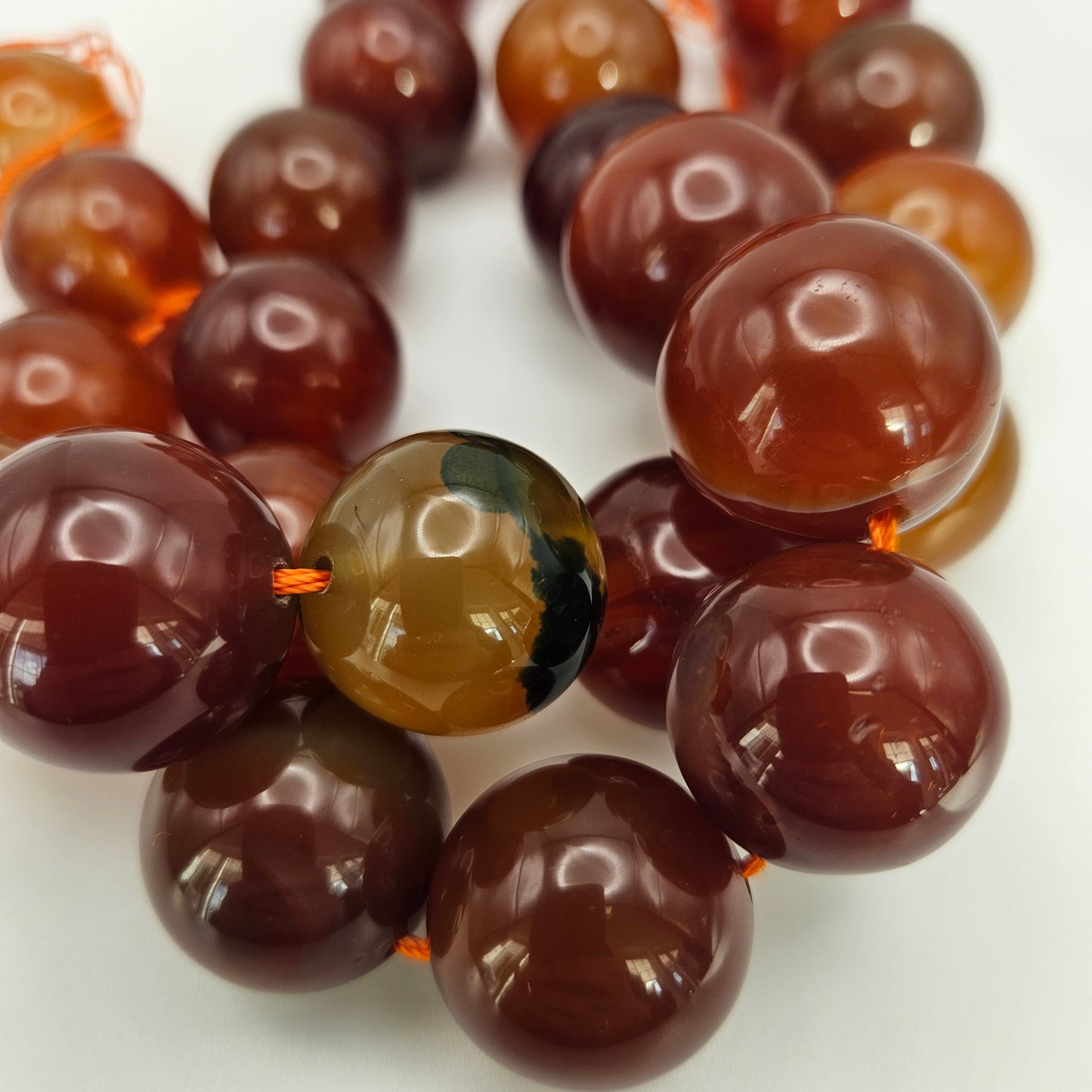 30mm Carnelian Round Bead Strand.