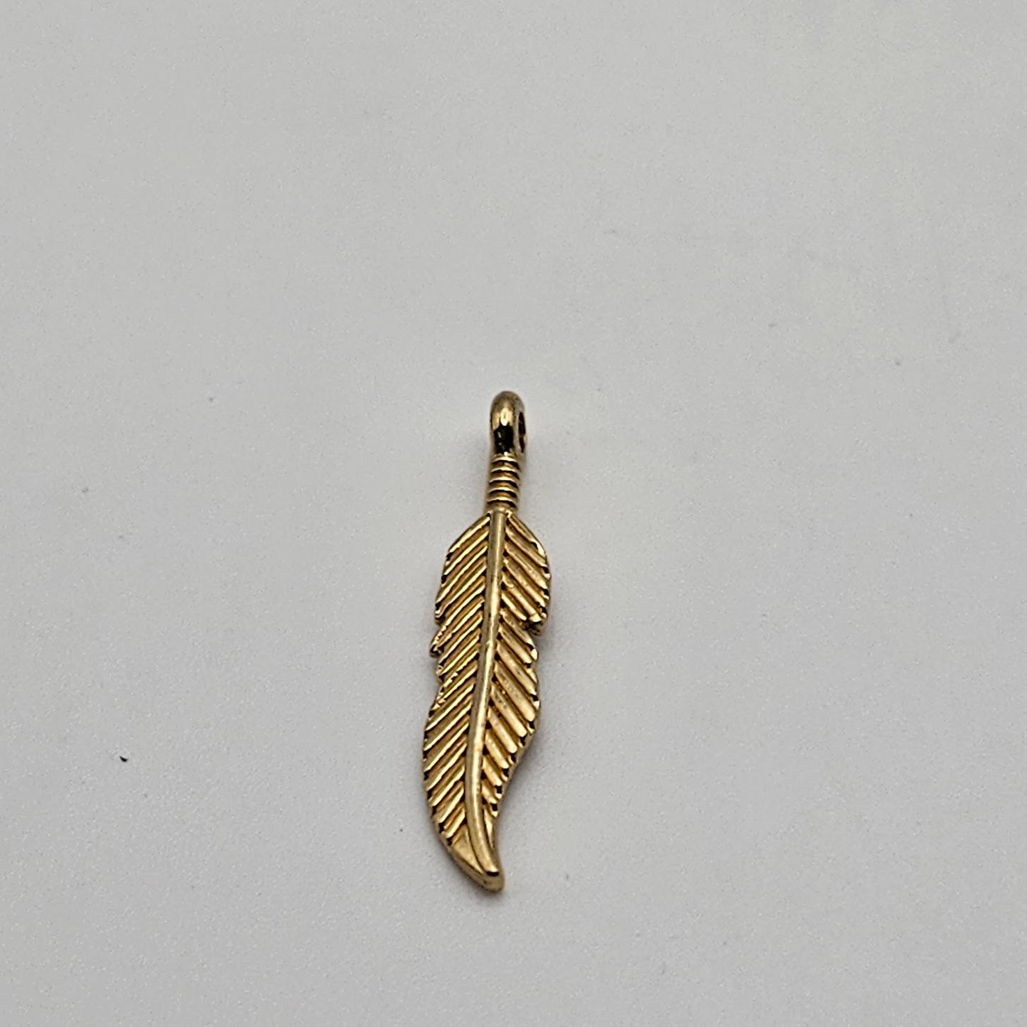 30mm Gold Colored Pewter Feather.