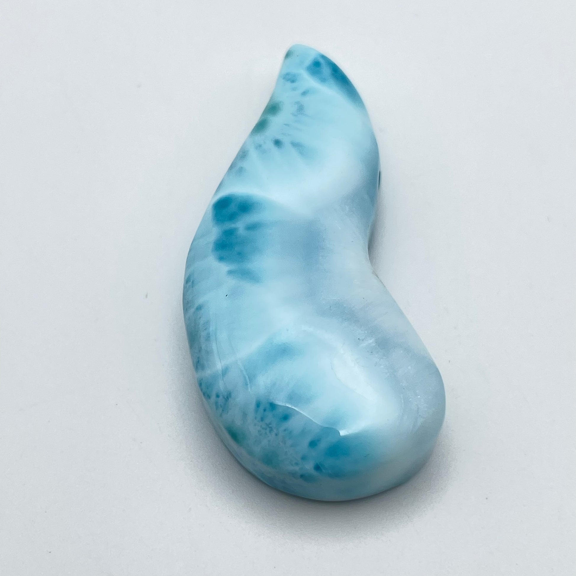 Larimar 47x20mm Cabochon Flame Top Drill