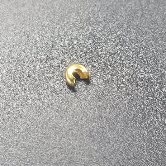 3MM GOLD PLATED CRIMP BEAD COVERS - SOLD INDIVIDUALLY.