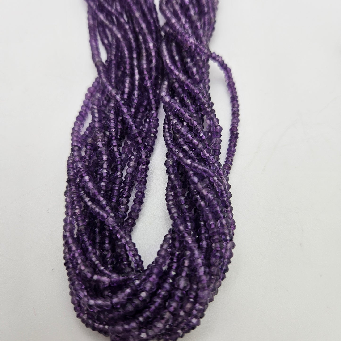 3mm A+ Amethyst Rondelle Faceted Bead Strand.