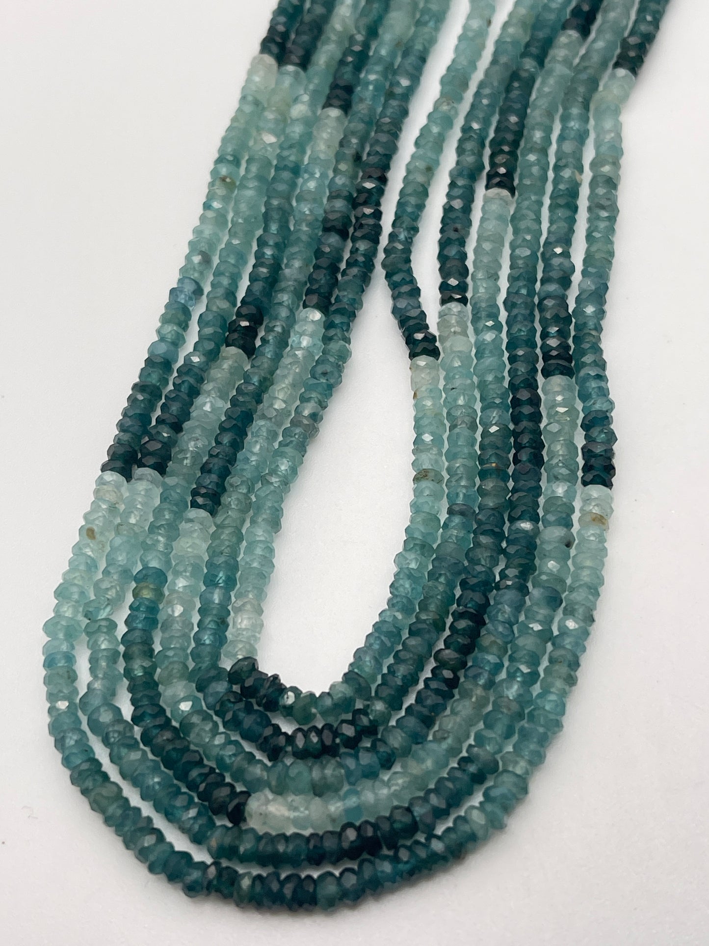 3mm Aquamarine Moss Faceted Ombré Shaded.