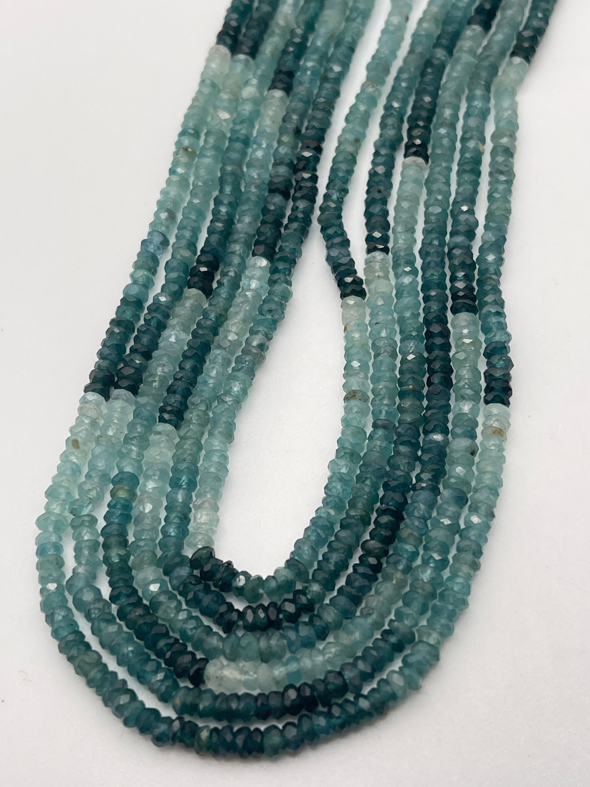 3mm Aquamarine Moss Faceted Ombré Shaded.