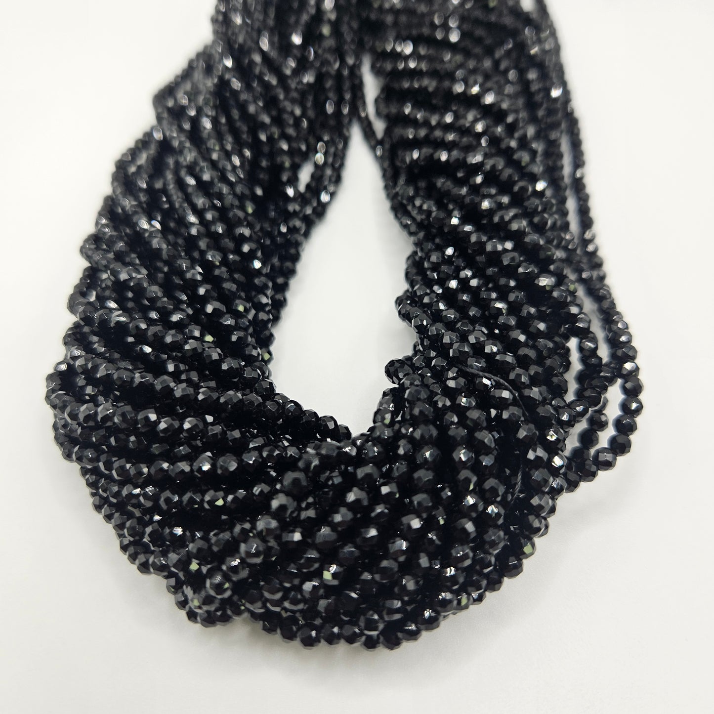 3mm Black Onyx Faceted Bead Strand.