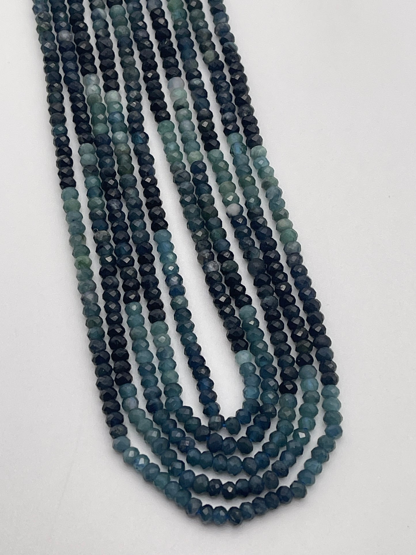 3mm Blue Tourmaline Faceted Bead Strand.