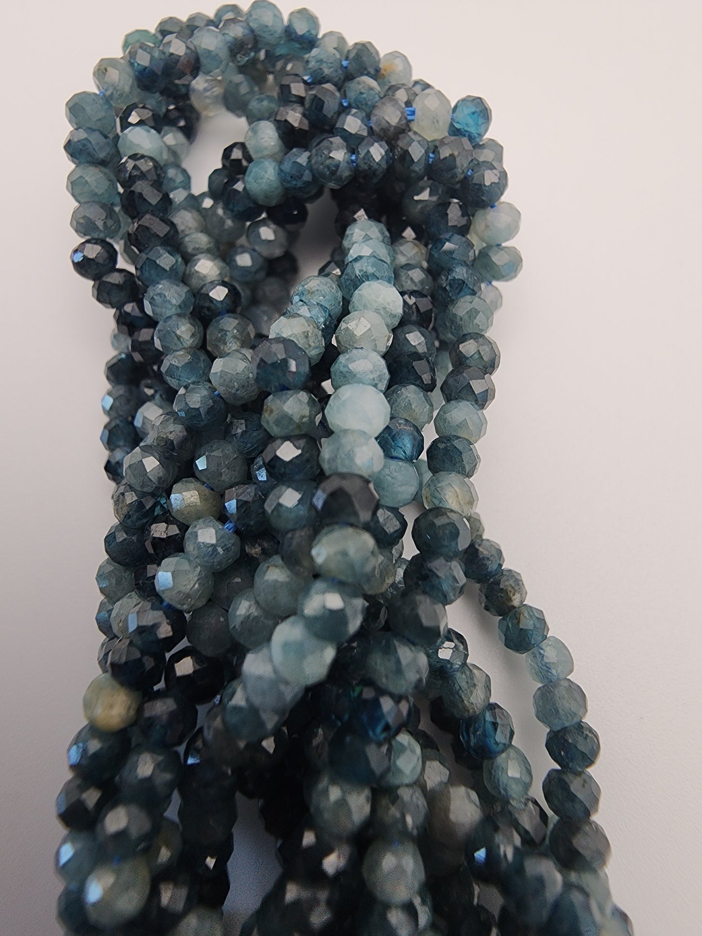 3mm Blue Tourmaline Faceted Bead Strand.