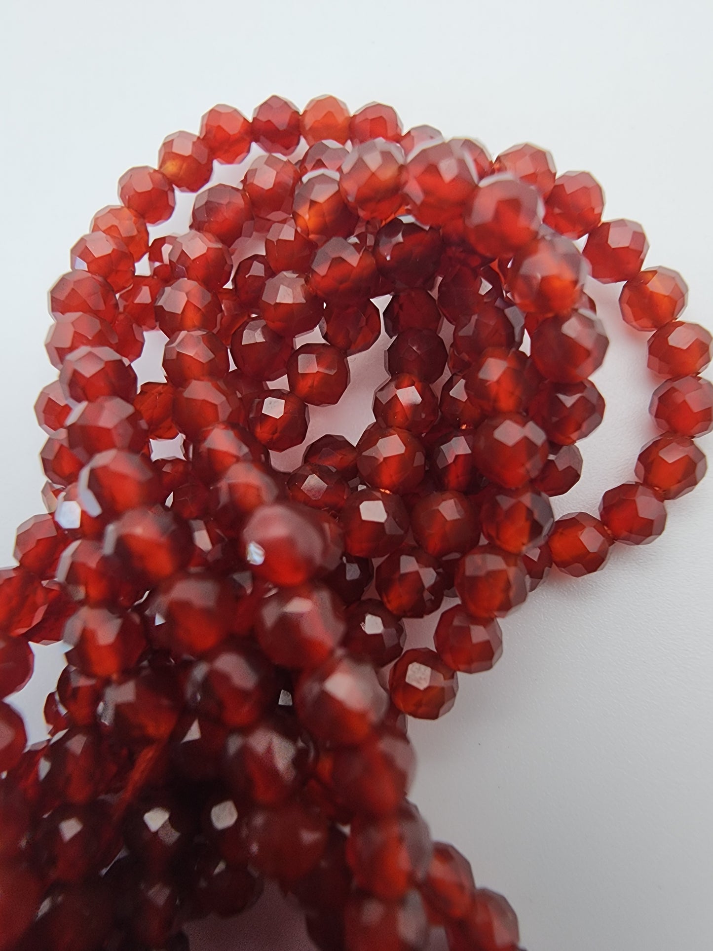 3mm Carnelian Faceted Bead Strand.