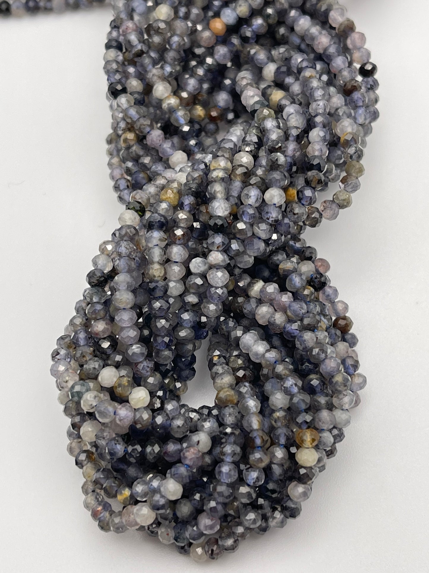 3mm Faceted Iolite Bead Strand.