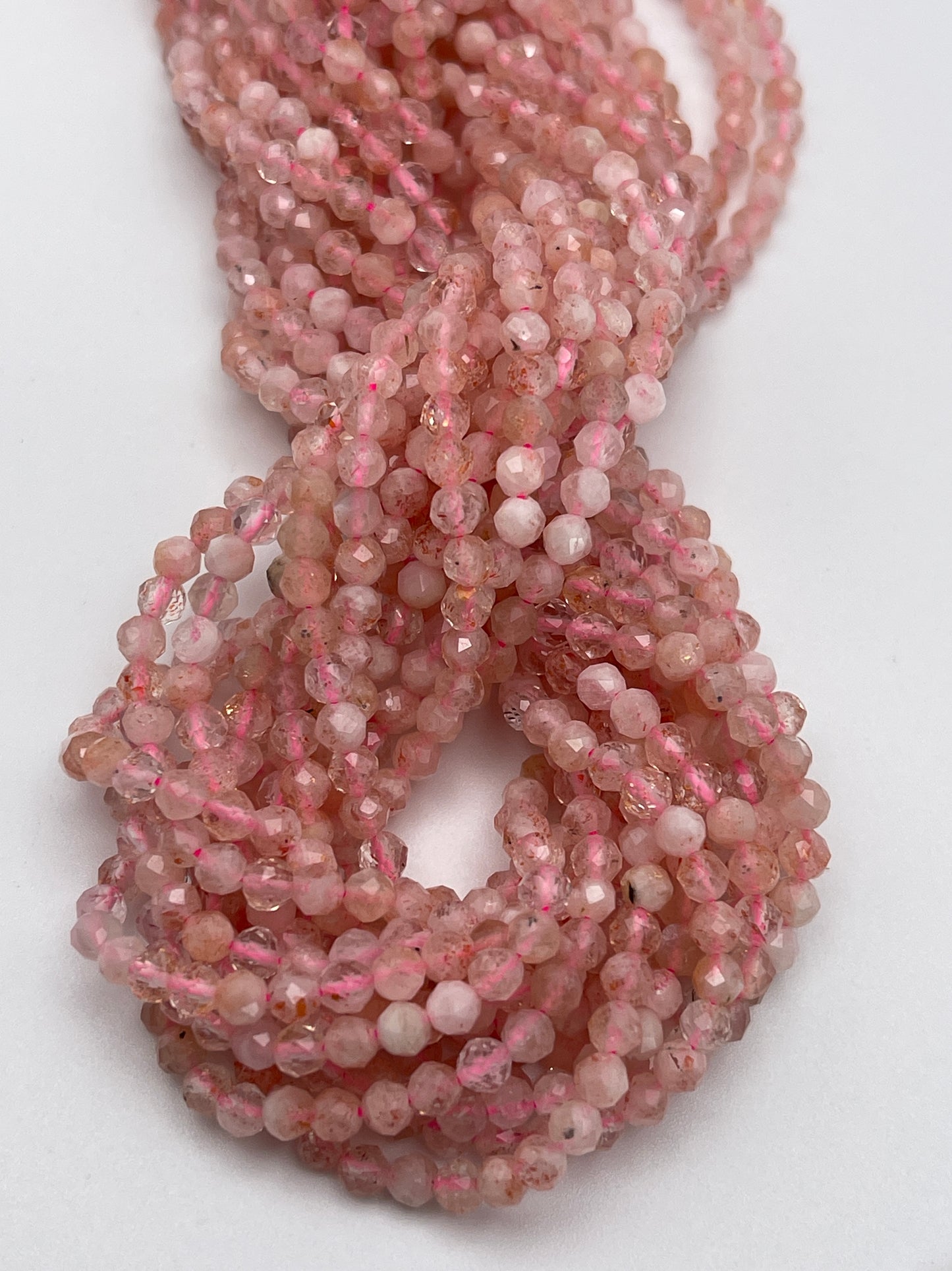 3mm Strawberry Quartz faceted Bead Strand.