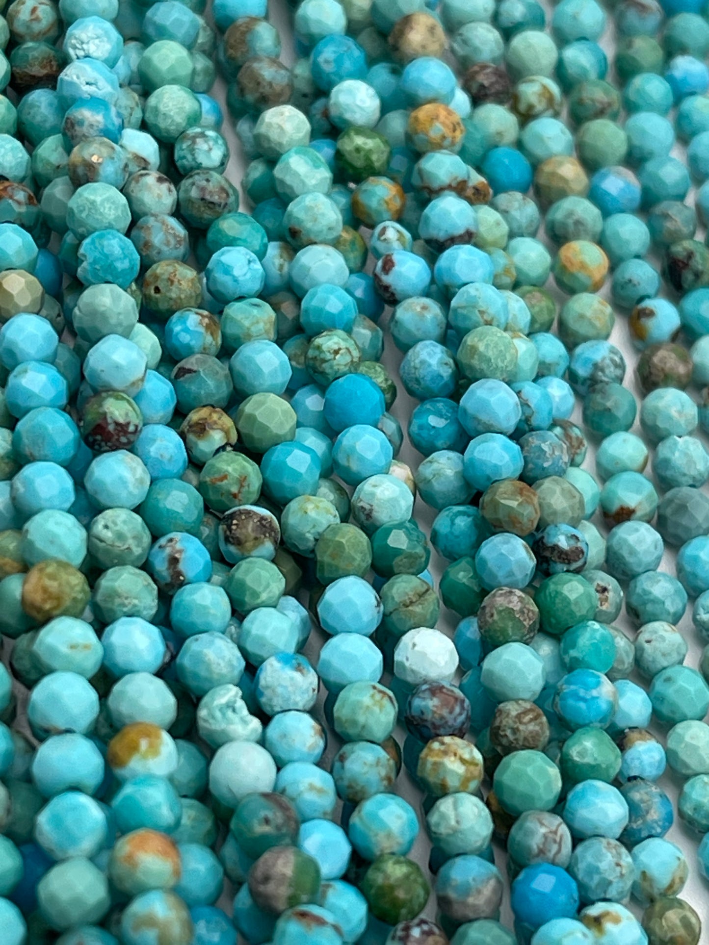 3mm Turquoise Faceted Round Bead Strand.