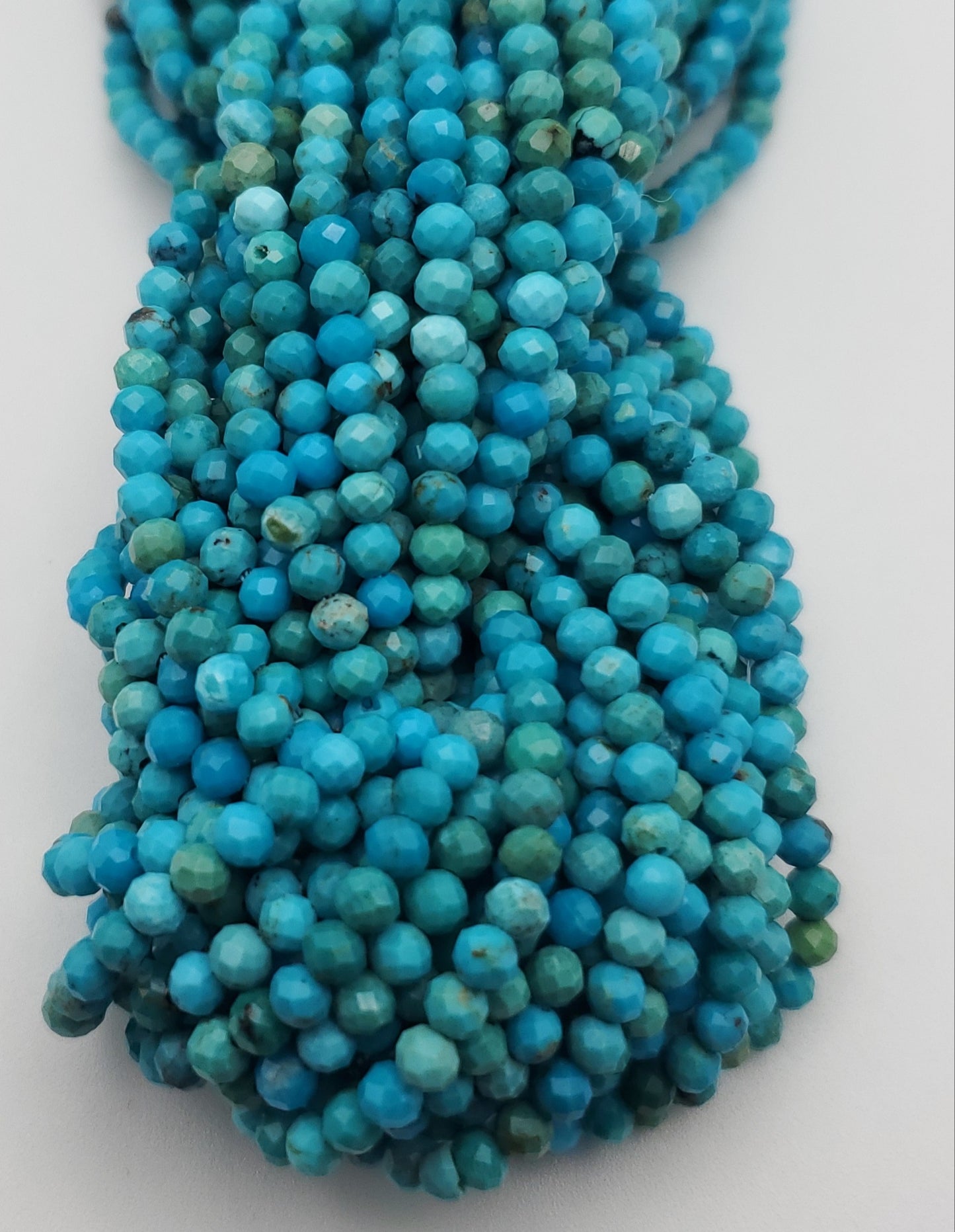 3mm Turquoise Faceted Bead Strand.