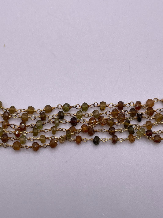 3mm Petroleum Tourmaline Gold Plated Chain.