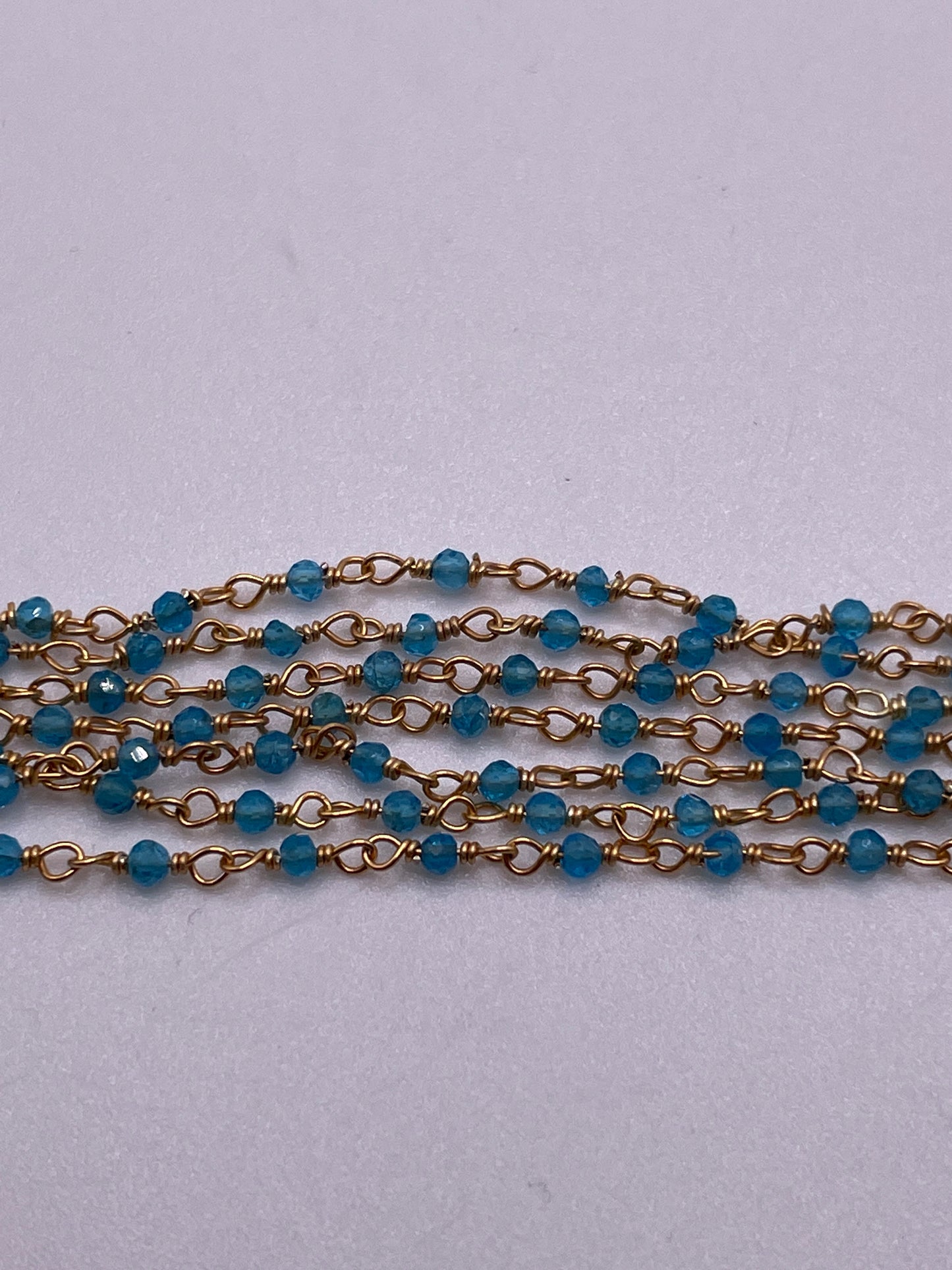 3mm Blue Apatite Gold Plated Chain.