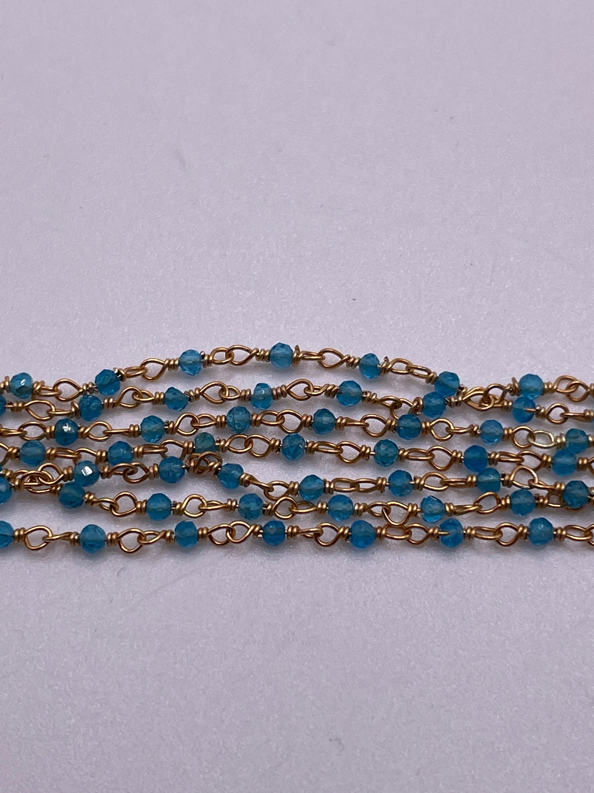 3mm Blue Apatite Gold Plated Chain.