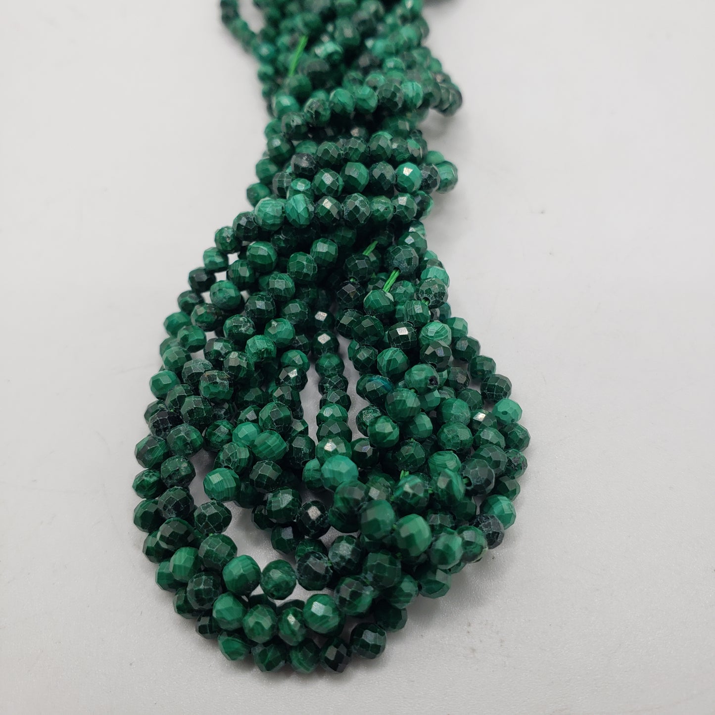 3mm Malachite Faceted Bead Strand.