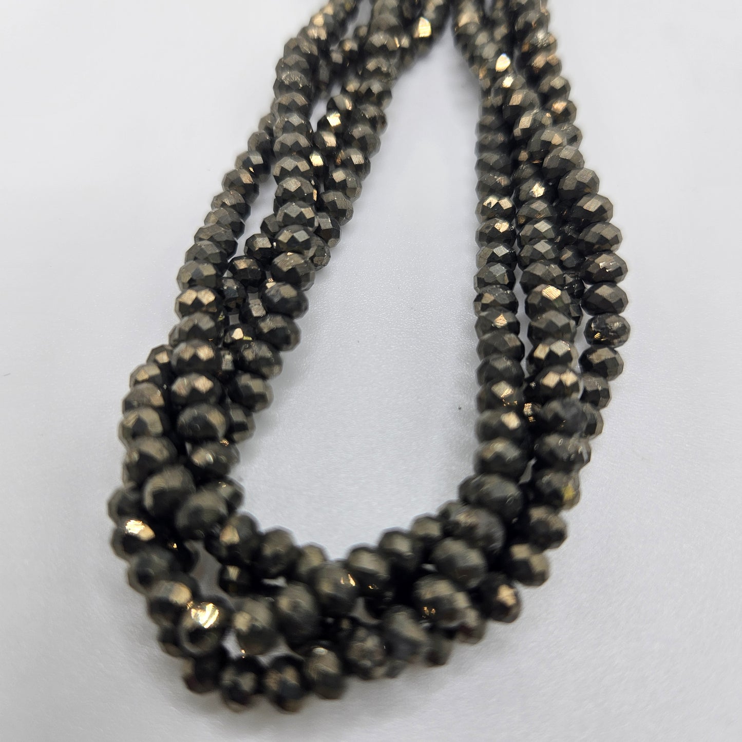 3x5mm Pyrite Faceted Rondelle Bead Strand.