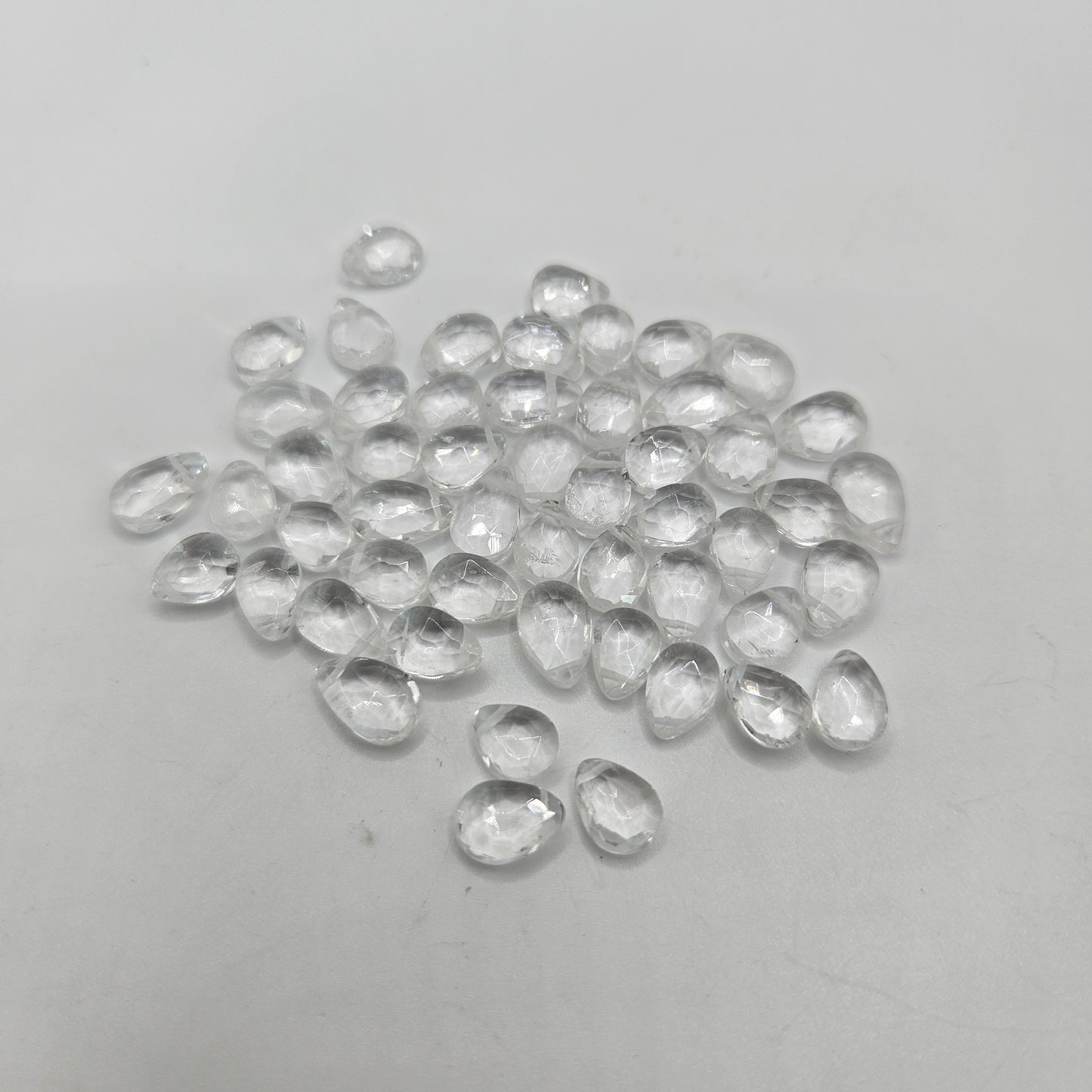 3x6mm Faceted Clear Quartz Top Drill Single Bead.