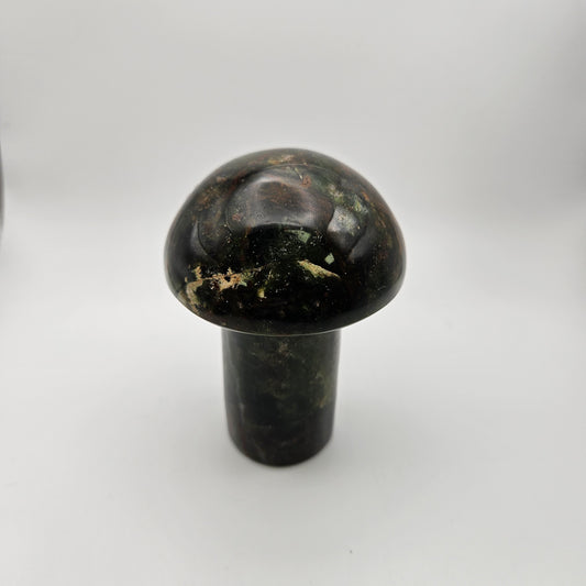 4" Tall Carved Moss Agate Mushroom.