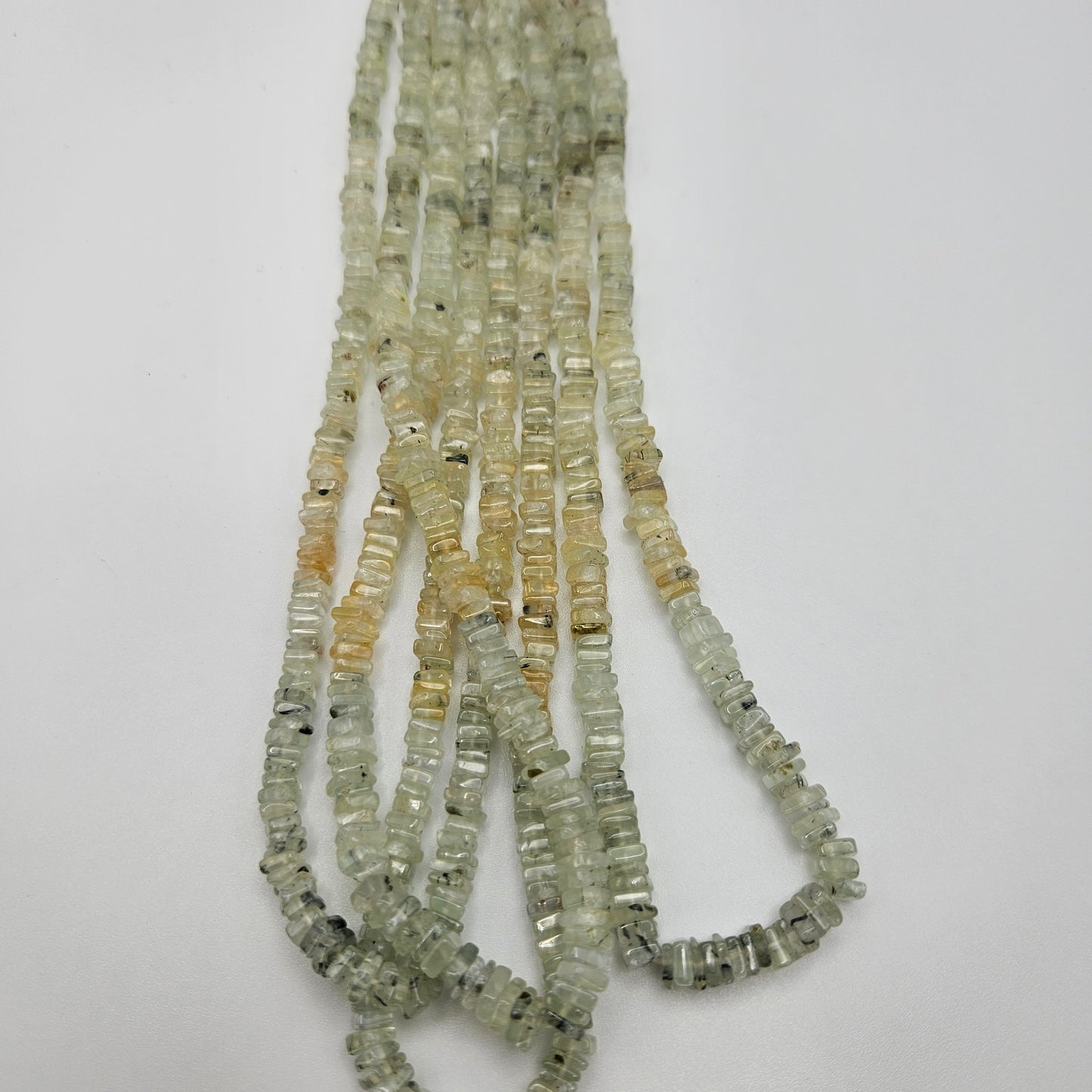 4.5mm Prehnite Square Slice Bead Strand.