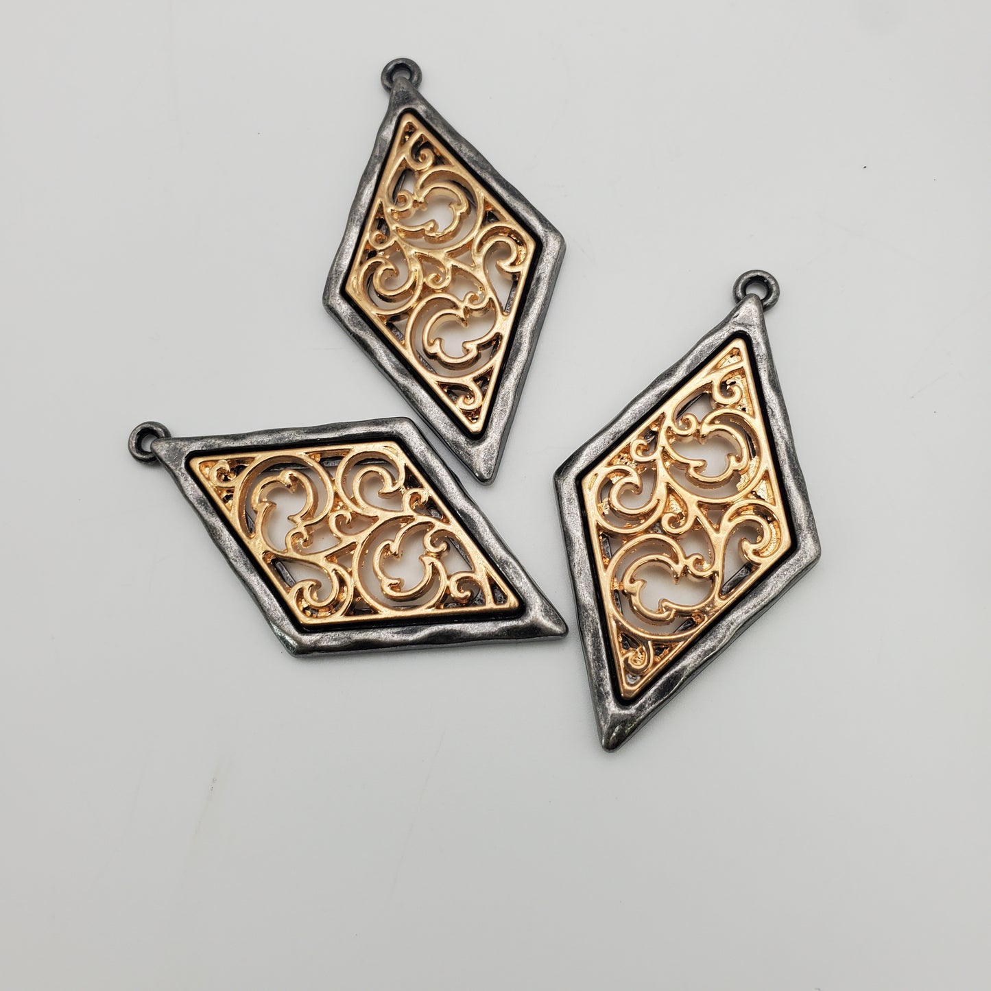 47mm Pewter 2-Toned Filigree Charm.