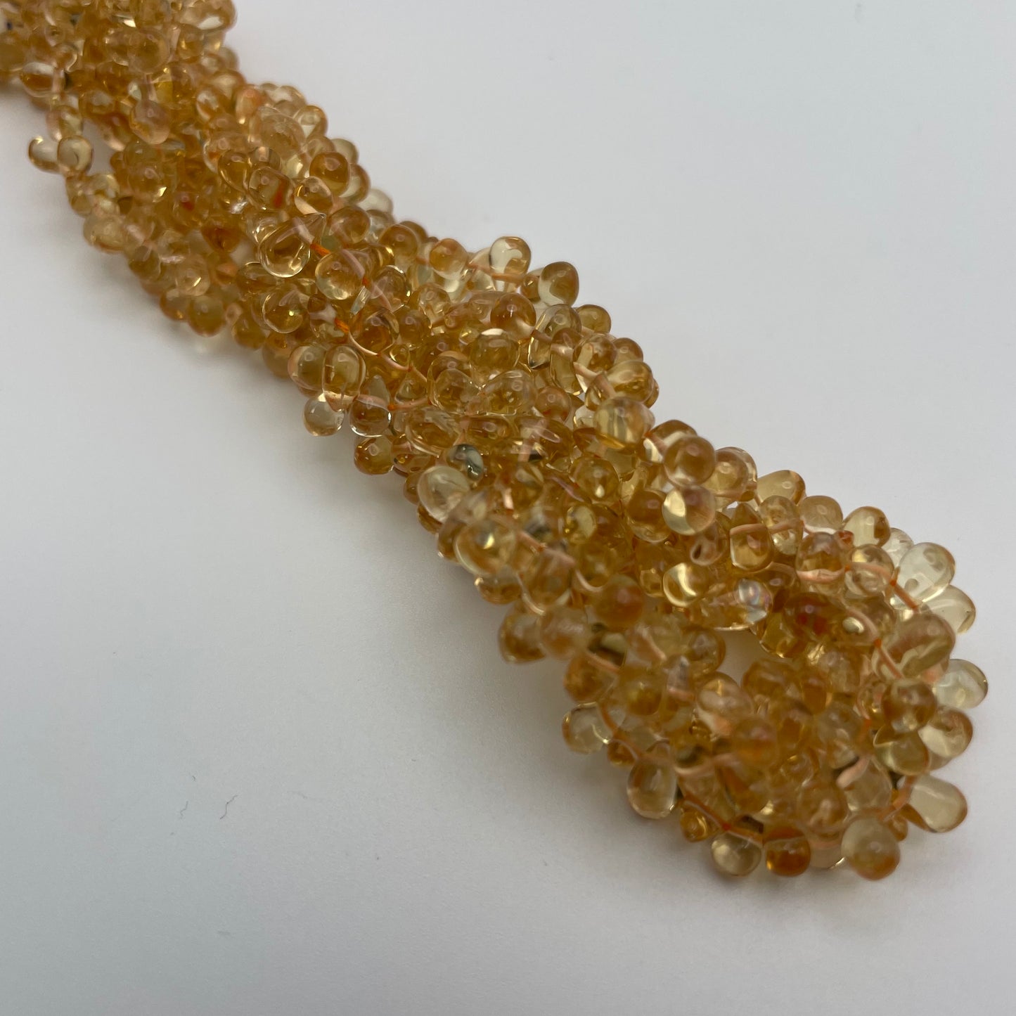4mm Citrine Top Drilled Drop Smooth Bead Strand.