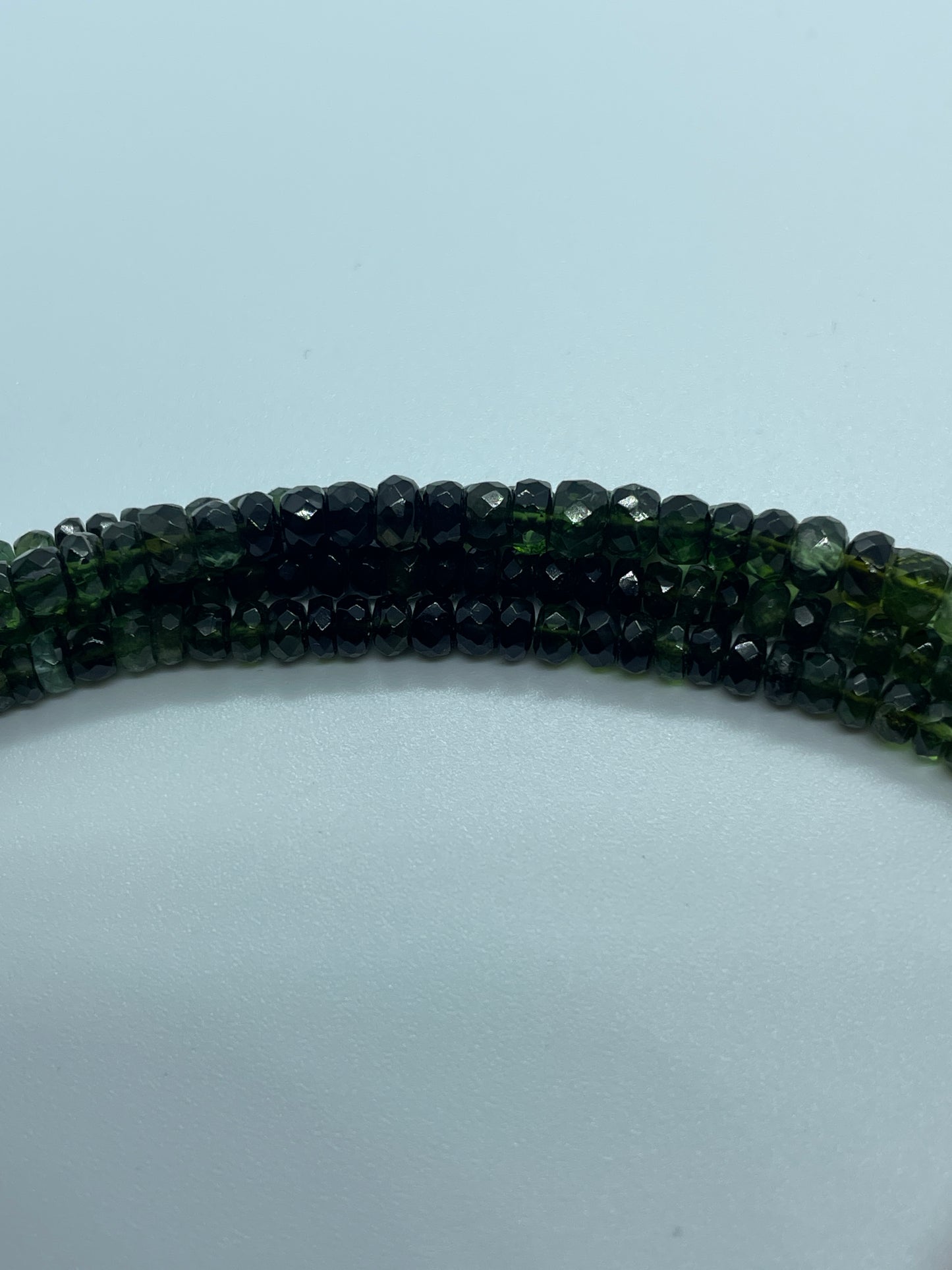 4mm Green Tourmaline Rondelle Faceted Bead Strand.
