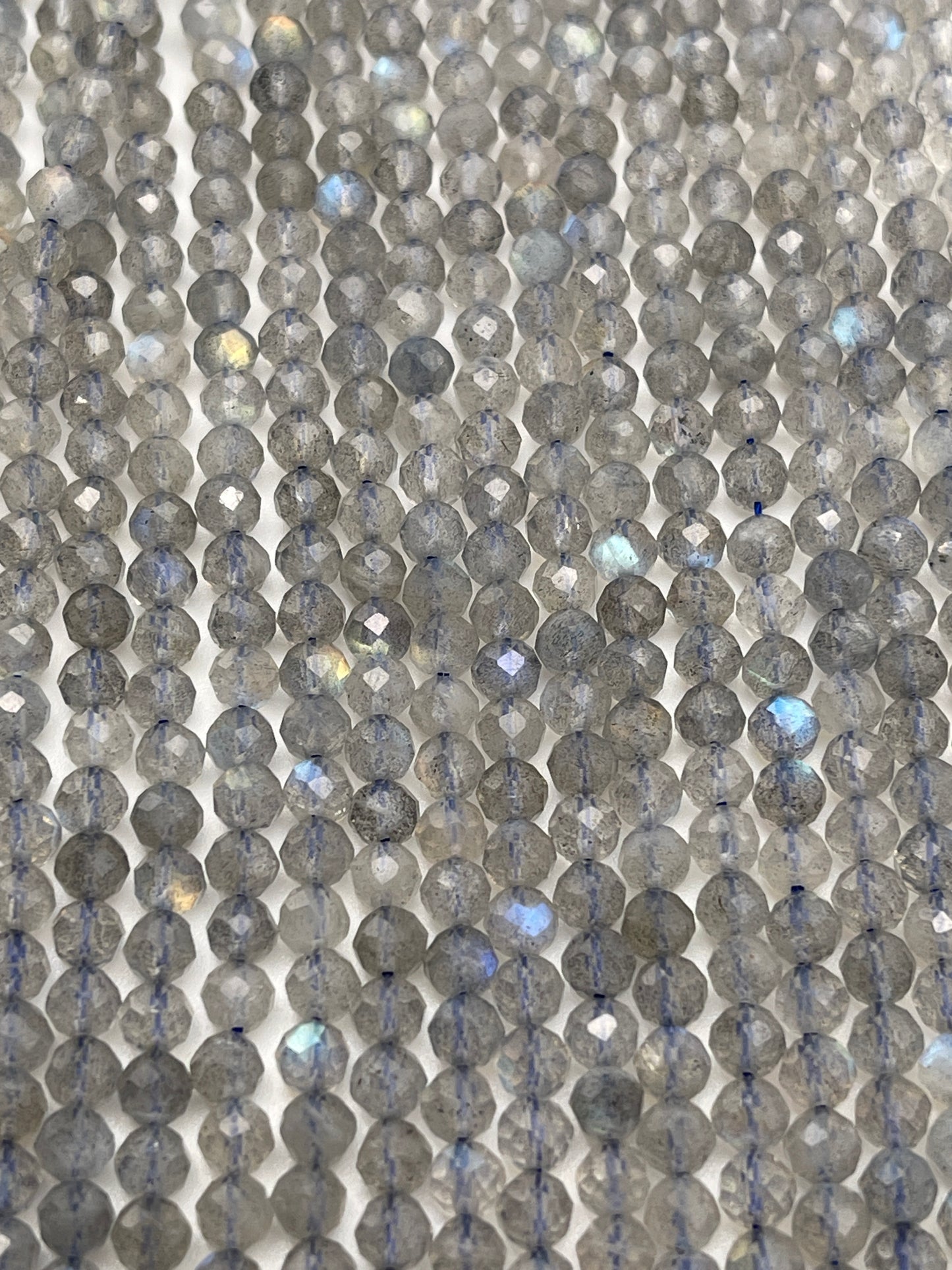 4mm Labradorite Faceted AAA Round Bead Strand.