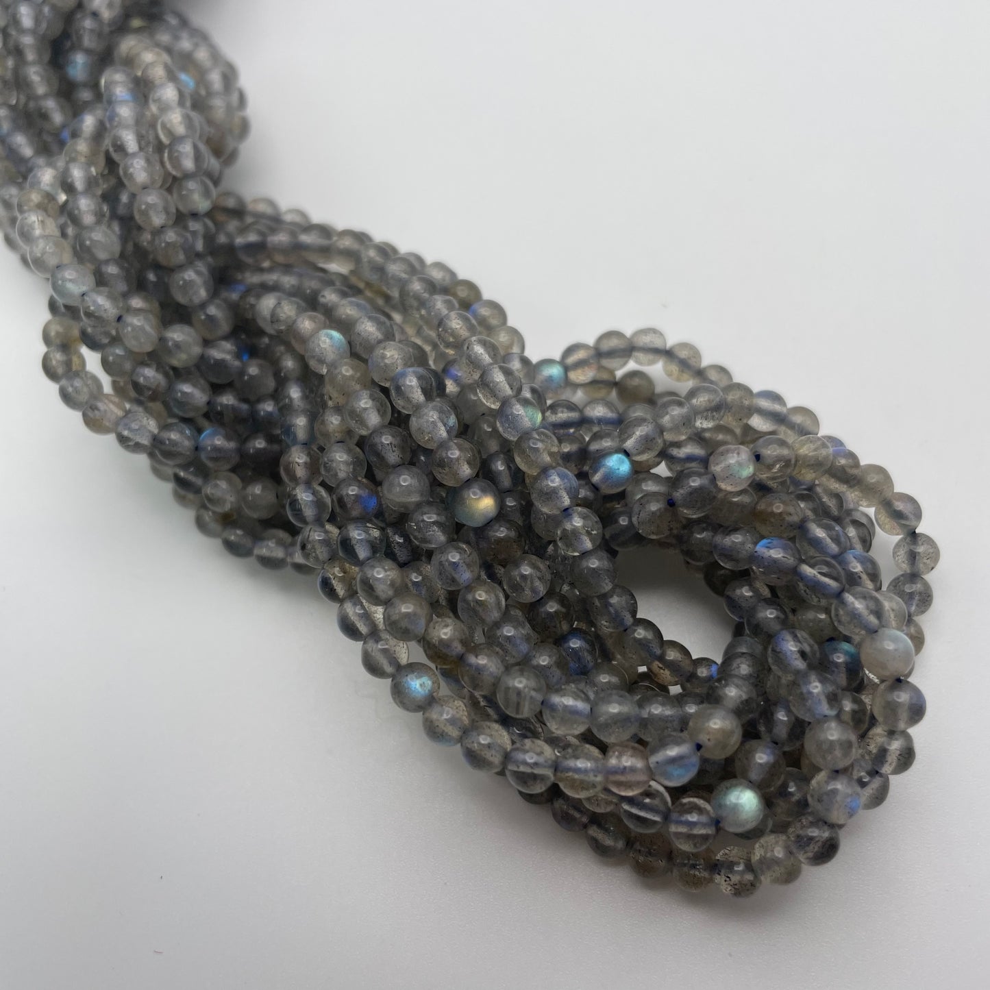 4mm Labradorite Smooth Round Bead Strand.